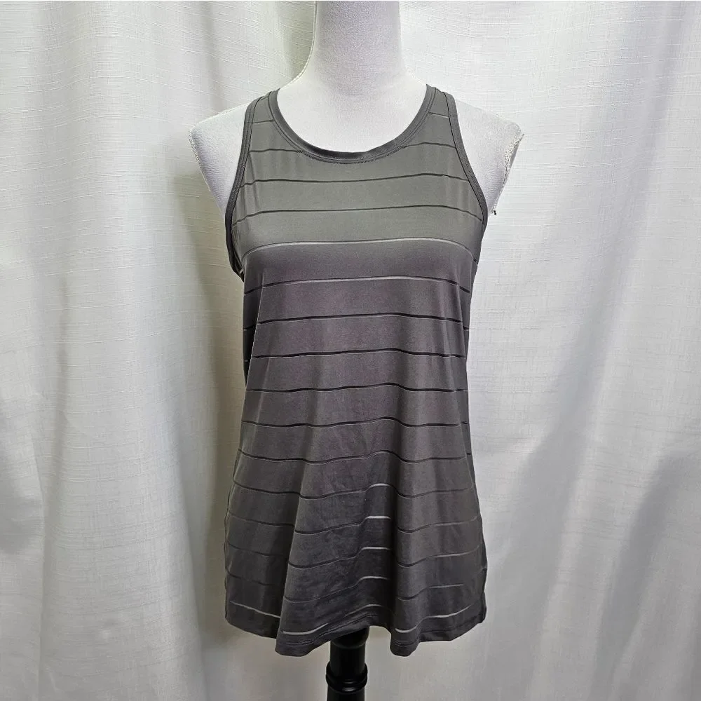 Athleta Gray Stripe Mesh High Neck Chi Racerback Tank Size Small